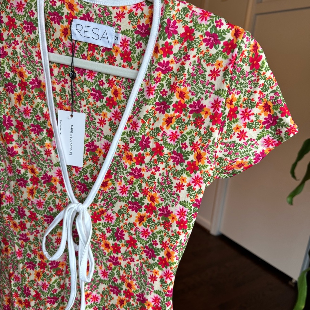 RESA Farrah Dress In Fleetwood. Floral Print Maxi Dress with Tie-Front - Picture 5 of 6